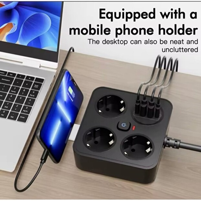 ® Yeni Ürün Akım Korumalı Avrupa Tip-C USB Soket Kartı 2 MetreGüvenli ve Uzun Kablo Çözümü